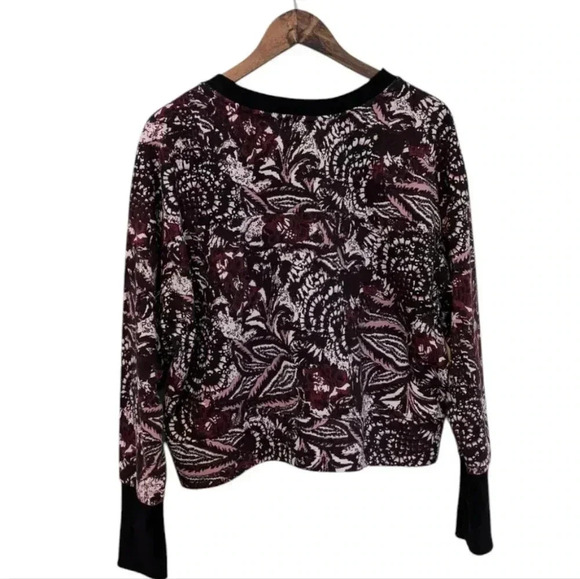 Joie Caleigh Sweater Pullover Paisley Floral Burgundy Black Pink Women's Large - Picture 4 of 10